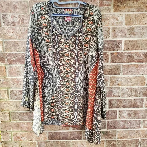 Jhonny Was Breeland Printed Tie-Front Tunic, Multi XS - Picture 3 of 5